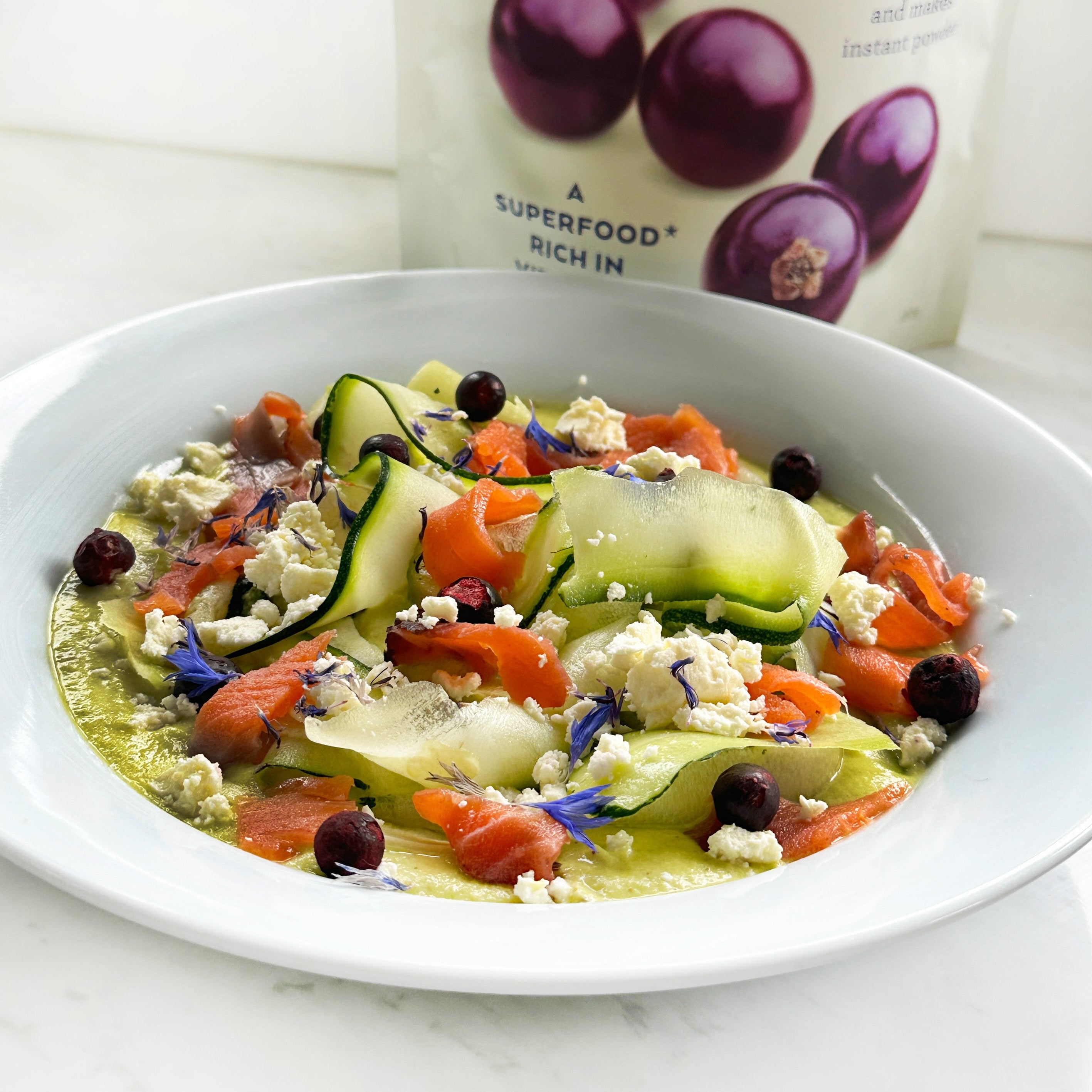 Summer Zucchini & Blackcurrant Salad with Creamy Feta